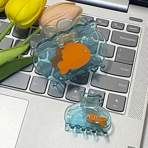 Acetate Goldfish Hair Claw Clip Translucent Blue Cute Fish Design Wavy Shark Clip Hair Accessories For Women Hair Styling Tool