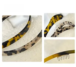 Detailed close-up of tortoise shell acetate headband with non-slip inner teeth