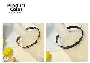 Detail view of tortoiseshell and black acetate thin headbands with non-slip teeth