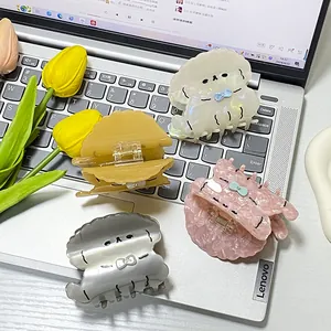 Pinzas para el pelo de perro de acetato en blanco, rosa, beige y gris para mujer