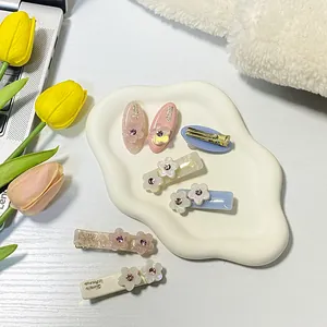 Fermaglio per Capelli in Acetato con Fiore Dolce per Donna Stile Francese Strass Brilla Sirena Barrette Fatto a Mano Eleganti Accessori per Capelli