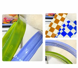 Detail view of checkerboard pattern hairband and anti-slip inner teeth construction