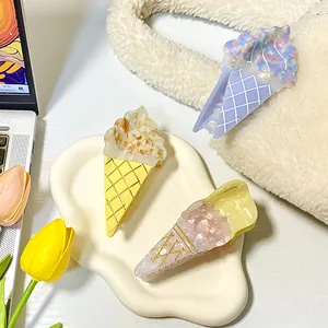 Pinza per Capelli in Acetato a Forma di Gelato per Donna Carino Trama di Marmo Giuntura Clip a Squalo Gioielli per Capelli Ragazze