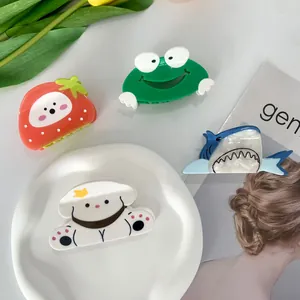 Leuke Cartoon Kikker Haai Aardbei Hond Haarklem Vrouwen Meisjes Celluloseacetaat Klein Dier Hoofddeksel Haaraccessoires