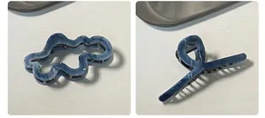 Dettagli di pinze per capelli in acetato blu marmorizzato con molla in metallo resistente