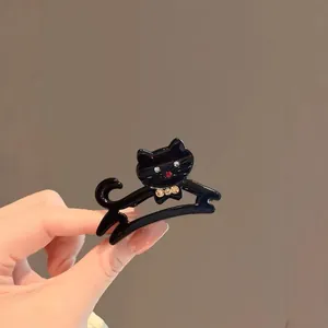 Pinza per Capelli Gatto in Acetato di Cellulosa Con Strass Intarsiato Carino Animale Clip per Donna Moda Accessori per Capelli