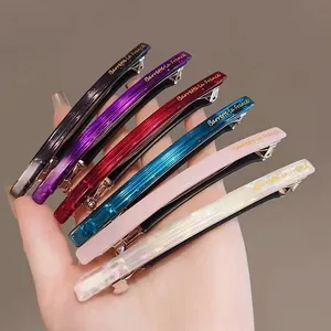 Pince à Cheveux Longue en Acétate Style Français Fait à la Main Barrette Bec de Canard Minimaliste pour Femme Accessoires Cheveux