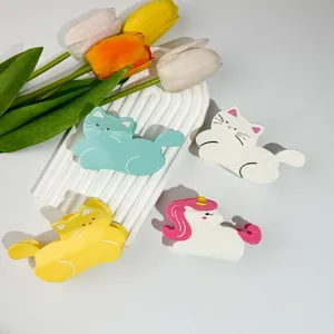 Pinces à Cheveux Mignonnes en Acide Acétique Forme de Chat Licorne Pince à Cheveux Animal Coiffure Décorative Pour Femmes Filles Accessoires