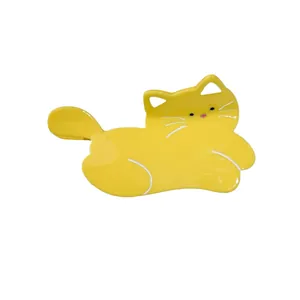 Pince à cheveux chat jaune mignonne en acétate avec un design animal minimaliste