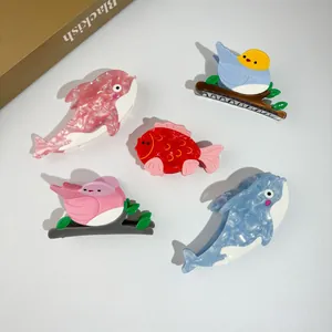 Creative Acetate Animal Hair Claws Cute Whale Bird Fish Shaped Hair Clips For Women Girls Hair Accessories