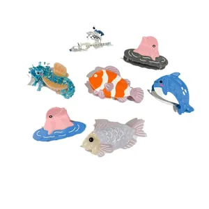 Pinzas para el cabello de acetato con diseños de tiburón, delfín y peces marinos