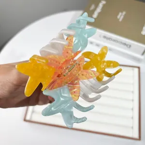 Colorful starfish acetate claw clip with vibrant candy colors for woman hair styling