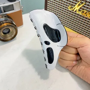 Ghostface hair claw clip made of acrylic with a classic white and black finish