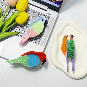 Pinces à cheveux créatives en forme de perroquet avec design coloré en acétate