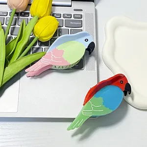 Pince à cheveux créative en forme de perroquet en acétate coloré pour un style unique