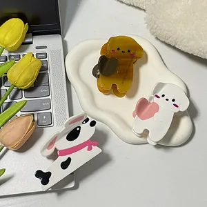 Trois pinces à cheveux mignonnes en acétate motifs caniche, bichon et dalmatien pour femmes