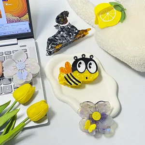Set di mollette per capelli in acetato con fiori, api e simpatici motivi a limone