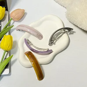 Minimalist Acetate Hair Clip For Women French Marbled Arc Spring Barrette Fashion Daily Hair Accessories