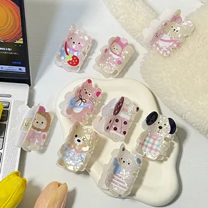 Pince à Cheveux Animale de Dessin Animé Mignonne en Acrylique Lustre de Perle Ours Lapin Chat Chien Style Coréen Doux Accessoires de Coiffure pour Femmes Filles