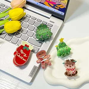 Lot de 5 pinces à cheveux de Noël avec sapin vert et motifs de renne rouge