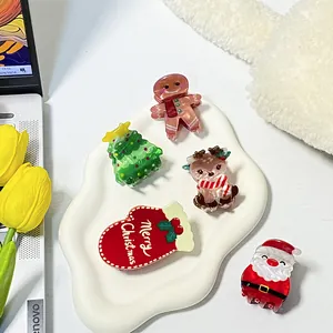 Lot de 5 pinces à cheveux de Noël avec motifs père Noël, sapin et renne festifs