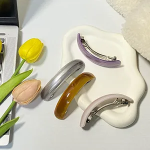 Set of four elegant marble textured acetate hair clips in assorted pastel colors