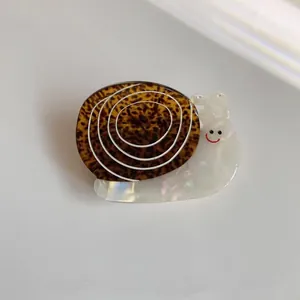 Cute snail hair claw clip with leopard print shell and pearlescent acetate finish