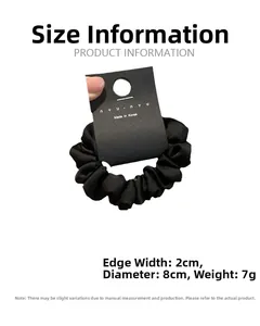Dettaglio dell'elastico in raso nero da 8cm con dimensioni e peso di 7g indicati