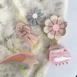 Acetate Hair Claws Floral Heart Star Shaped Strong Hold Hair Clips Ins Style Sweet Decorative Hair Accessories For Women