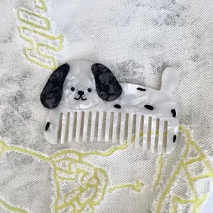 Handcrafted dalmatian puppy patterned acetate hair comb with wide teeth for hair styling
