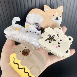 Cute Acetate Animal Hair Claw Clip Cartoon Corgi Cat Bear Shape Styling Accessories For Women Sweet Fashion Hairgrip