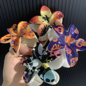 Pince à Cheveux Fleur Halloween pour Femmes Plastique ABS Impression UV Fantôme Citrouille Crâne Design Dessin Animé Accessoire Cheveux