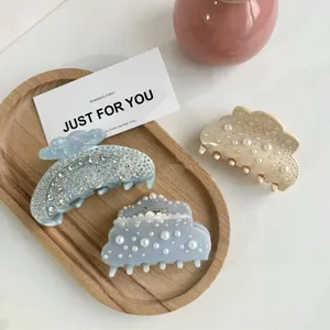 Pinces à Cheveux en Acétate avec Strass et Künstliche Perles de Culture Design Champignon Nuage Accessoires de Coiffure pour Femmes