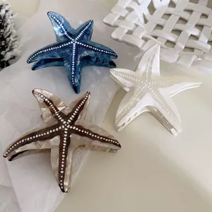 Pince à Cheveux en Acétate Étoile de Mer Style Marine Élégant Motif à Pois Marbre Accessoires Cheveux pour Femmes Filles