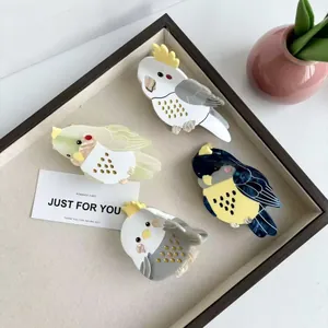 Pince à Cheveux en Forme d'Oiseau Calopsitte en Acétate Design Animal Perroquet pour Femme Accessoires Cheveux Quotidien