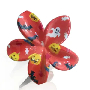 Pince à cheveux fleur d'Halloween avec imprimés de citrouilles et fantômes