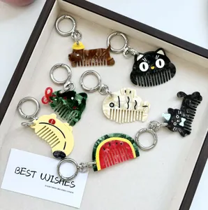 Chic acetate hair combs featuring cute cartoon animal shapes in a stylish display tray