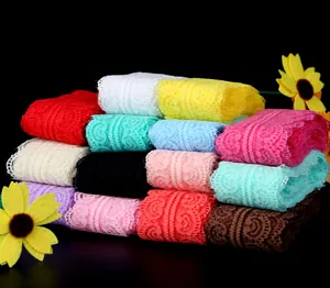 Macro shot of 45mm multi-color non-elastic lace trim for DIY jewelry and hair accessories
