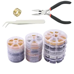 Kit DIY bijoux avec anneaux de jonction, pince, pincette et boîtes de rangement pros