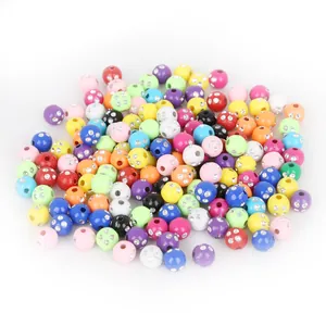 Colorful rhinestone-inlaid acrylic round beads for DIY jewelry and handmade crafts