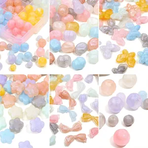 Acryl Macaron Perlen Für DIY Schmuckherstellung Blue Tears Pentagramm Schleife Blume Rund Perlen Schmuckzubehör Perlen