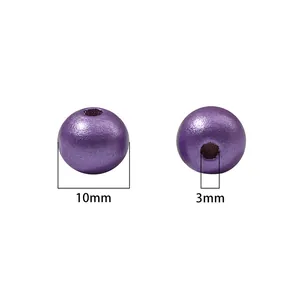 Πέρλες ξύλινες 10mm σε μωβ χρώμα με τρύπα 3mm για κατασκευή κοσμημάτων και χειροτεχνία