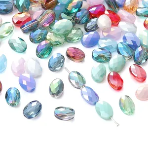 Faceted oval crystal beads in mixed colors for DIY jewelry necklaces and bracelets