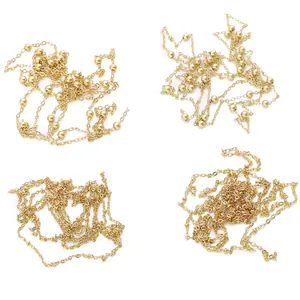 Golden copper DIY jewelry chain with beads for making necklaces and bracelets