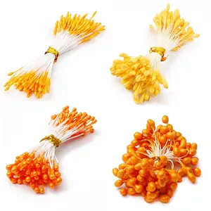 Étamine florale double tête orange et jaune pour épingles à cheveux et loisirs créatifs