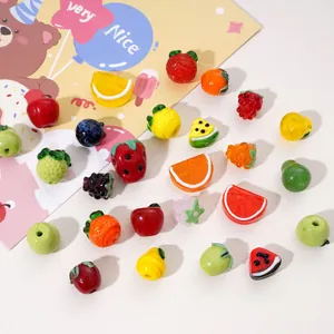 Collection de perles en verre aux formes de fruits pour la création de bijoux DIY