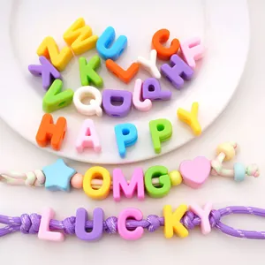 DIY colorful acrylic alphabet beads and handmade bracelets with star and heart charms