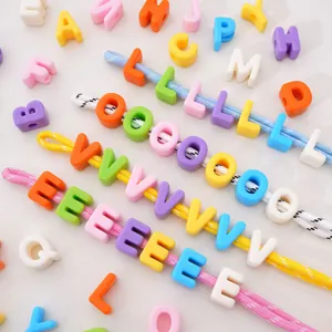 Colorful acrylic alphabet beads set with large holes for DIY jewelry and phone chains