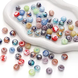Perle di vetro sfaccettate 12x10mm con motivo a vortice per gioielli fai da te