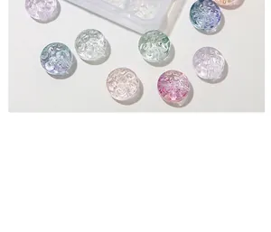 Macro shot of colorful spiral pattern glass beads with translucent texture for DIY jewelry